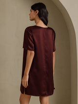 [Brun] SilkSilky-SE Half Sleeve V Neck Nattlinne 002