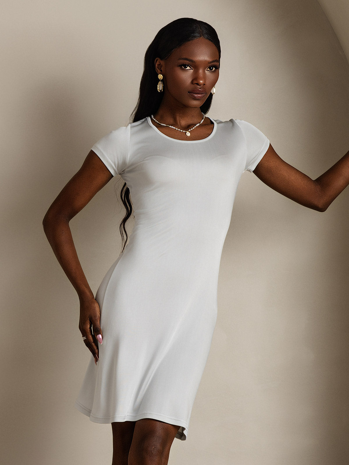 [Vit] SilkSilky-SE Silke Stickad Womens Loungewear 001,