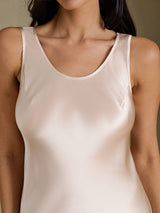 [Beige] SilkSilky-SE Sleeveless Klänning 004