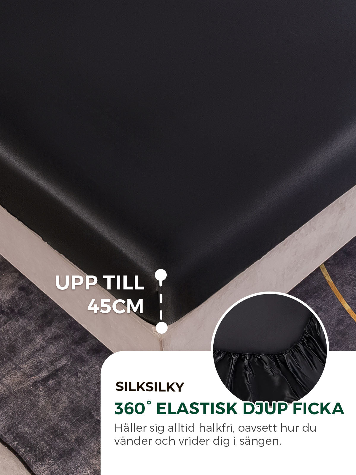 [Svart] SilkSilky-SE 22Momme Rent Silke Bedding Set 004