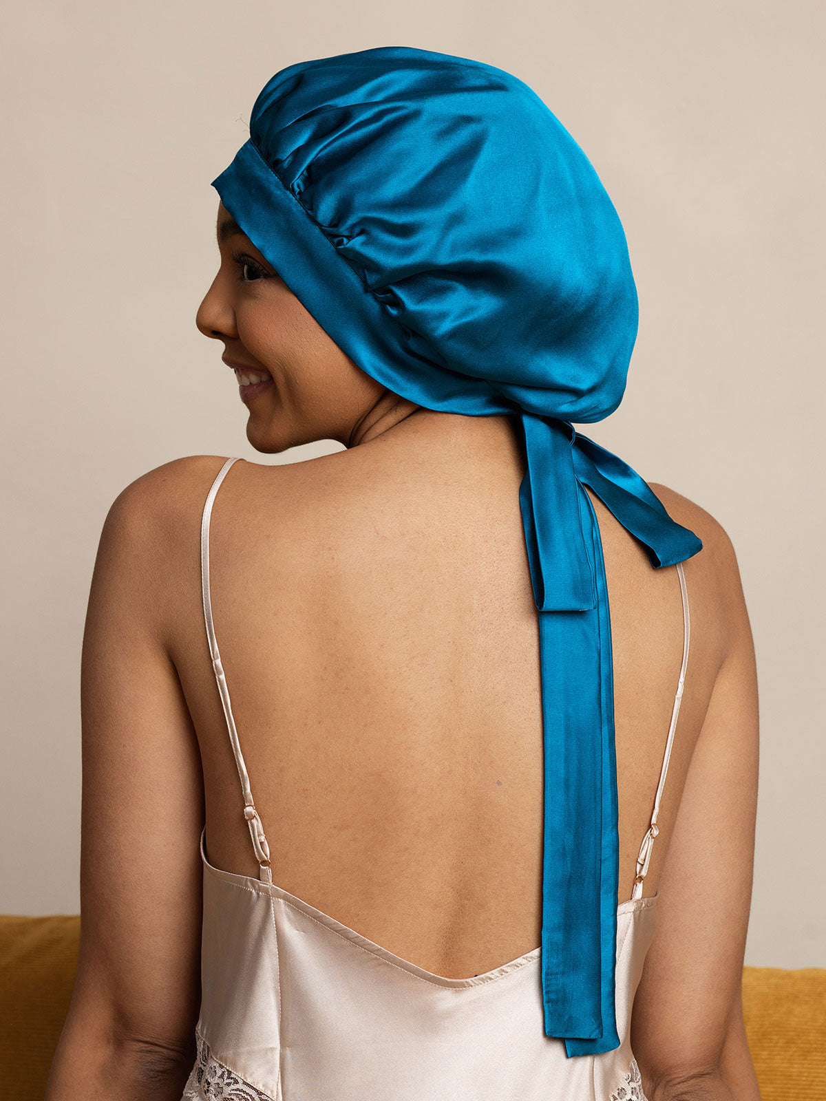 [Kungsblått] SilkSilky-SE Rent Silke Sleep Cap 005