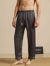 [Svart Ginkgo] SilkSilky-SE Men's Sleep Shorts 001