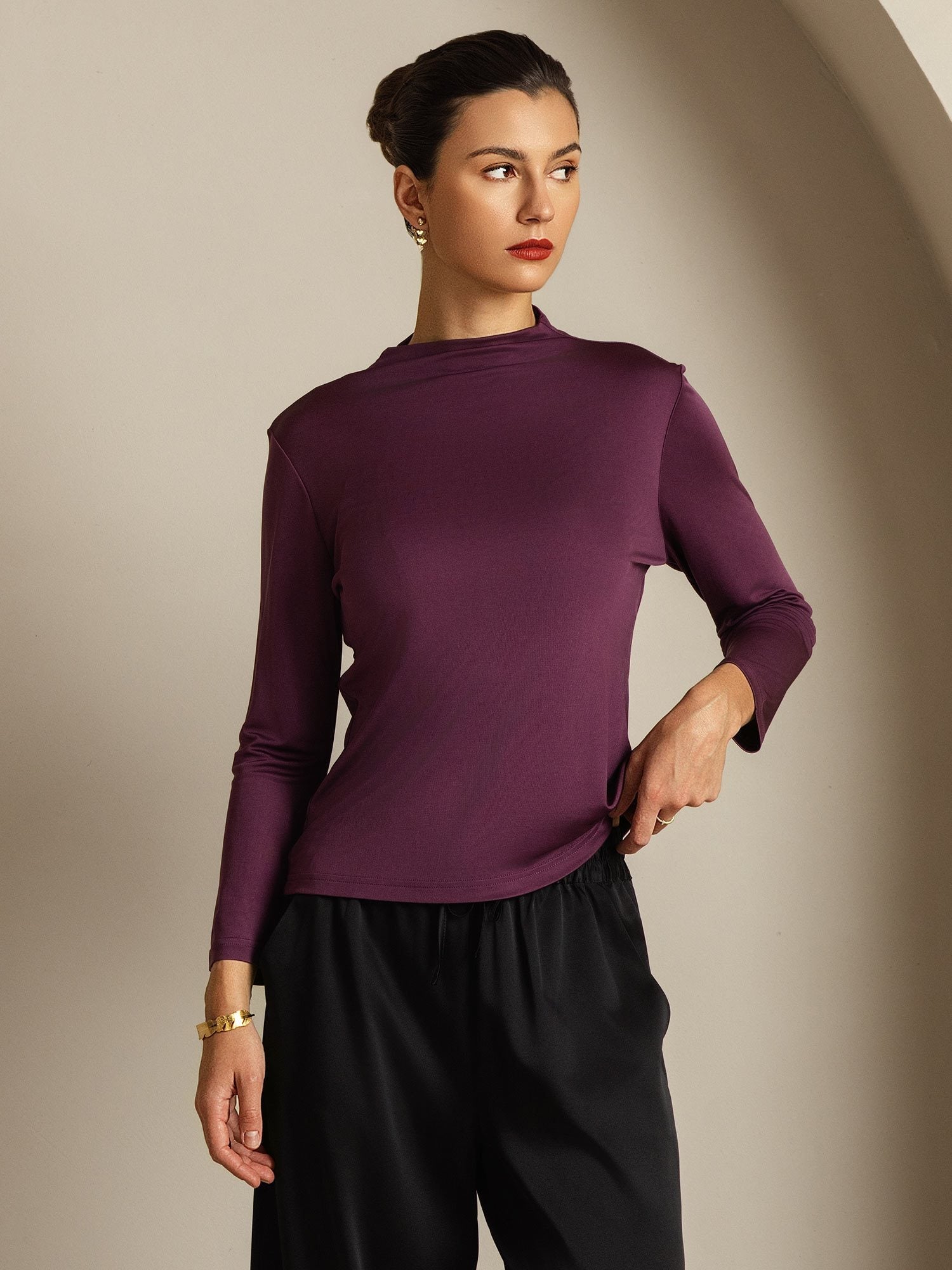 [Lila] SilkSilky-SE Rent Silke Womens T-Shirt 009