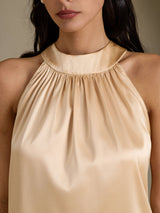 [Champagne] SilkSilky-SE Sleeveless Halter Dam T-Shirt 004