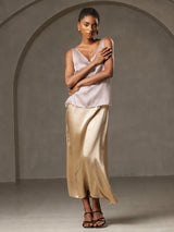 [Skugggrå] SilkSilky-SE Sleeveless V Neck Cami Toppar 007