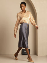 [Floral] SilkSilky-SE Long Sleeve Lapel Collar Damskjorta 007