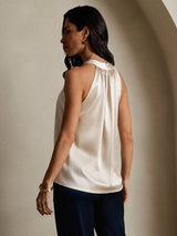 [Beige] SilkSilky-SE Sleeveless Halter Dam T-Shirt 002