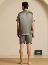 [Grågrön] SilkSilky-SE Short Sleeve Lapel Collar Herr Pyjama 002
