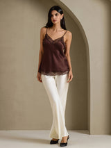 [Brun] SilkSilky-SE Spaghetti Strap V Neck Cami Toppar 009