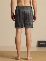 [Svart Ginkgo] SilkSilky-SE Men's Sleep Shorts 002