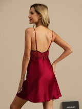 [Vin] SilkSilky-SE Spaghetti Strap Deep V Neck Nattlinne 002