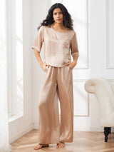 [Champagne] SilkSilky-SE Half Sleeve Round Neck Dam Pyjama 003