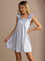 [Gråblå] SilkSilky-SE Sleeveless Square Neck Nattlinne 005