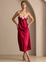 [Vin] SilkSilky-SE Spaghetti Strap V Neck Klänning 005