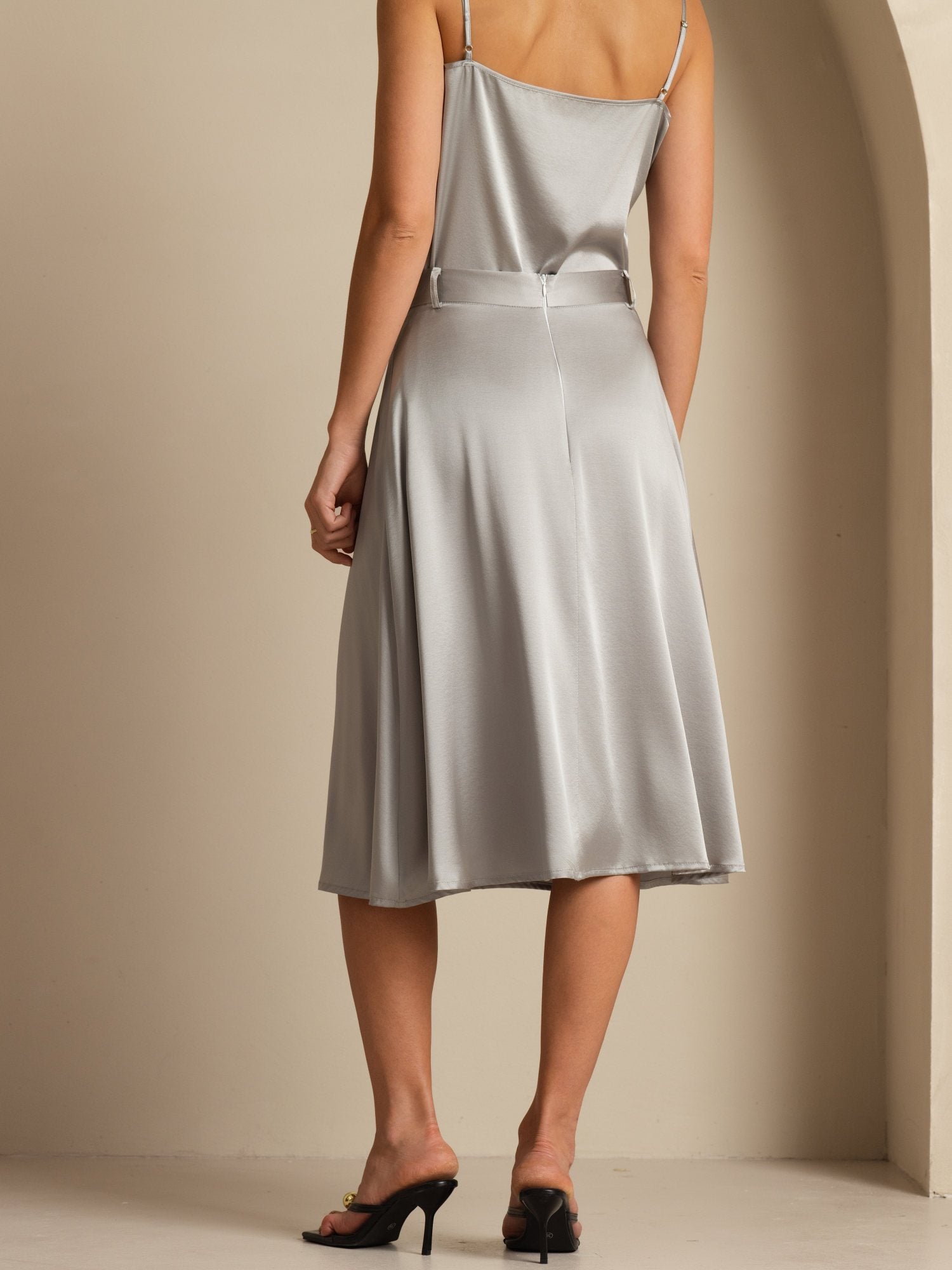 [GriffinGrå] SilkSilky-SE 19Momme Silke Skirt 002