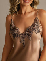 [Brun] SilkSilky-SE Spaghetti Strap V Neck Nattlinne 004