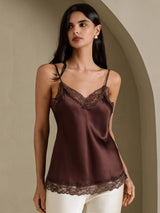 [Brun] SilkSilky-SE Spaghetti Strap V Neck Cami Toppar 007