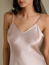 [Skugggrå] SilkSilky-SE Spaghetti Strap V Neck Klänning 004