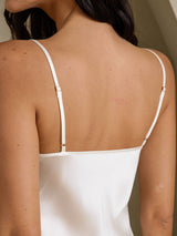 [Vit] SilkSilky-SE Spaghetti Strap V Neck Nattlinne 005
