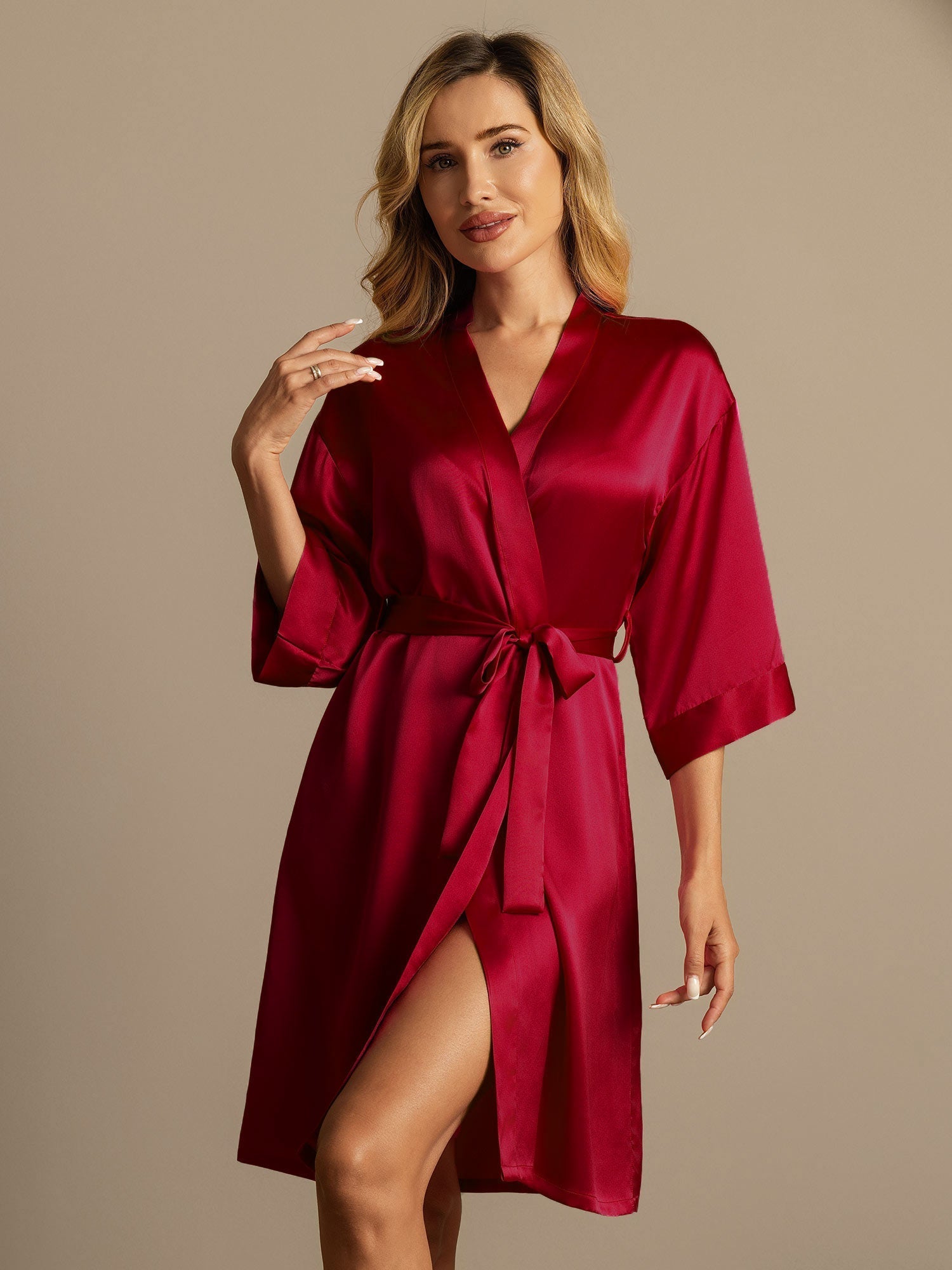 [Vin] SilkSilky-SE Rent Silke Hårärm Womens Robe 001