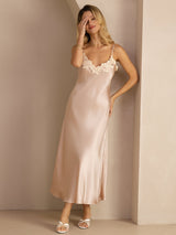 [Rosa] SilkSilky-SE Spaghetti Strap V Neck Klänning 006