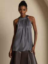 [Mörkgrå] SilkSilky-SE Sleeveless Halter Dam T-Shirt 001