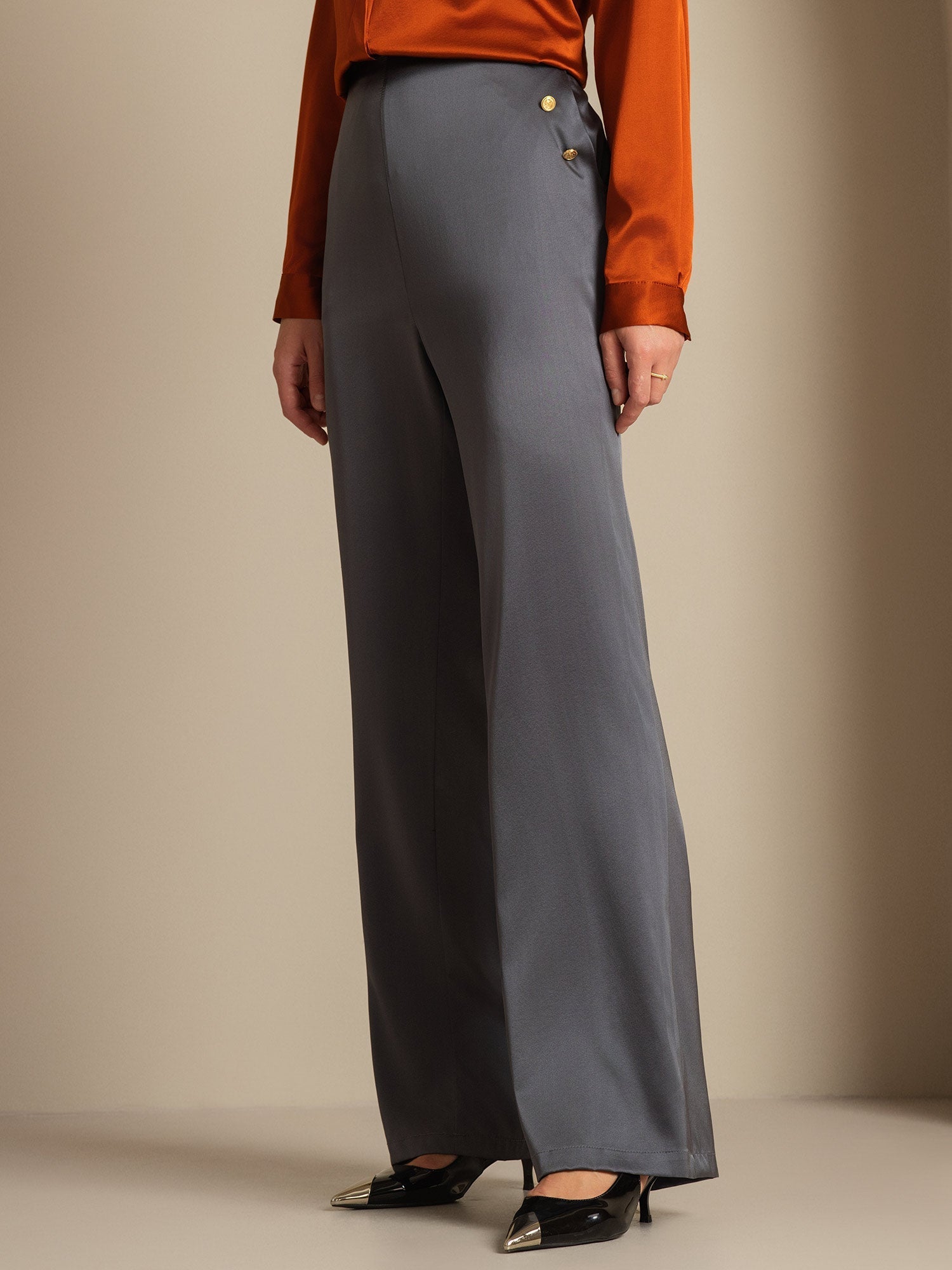 [Mörkgrå] SilkSilky-SE 19Momme Silke Womens Pants 005,