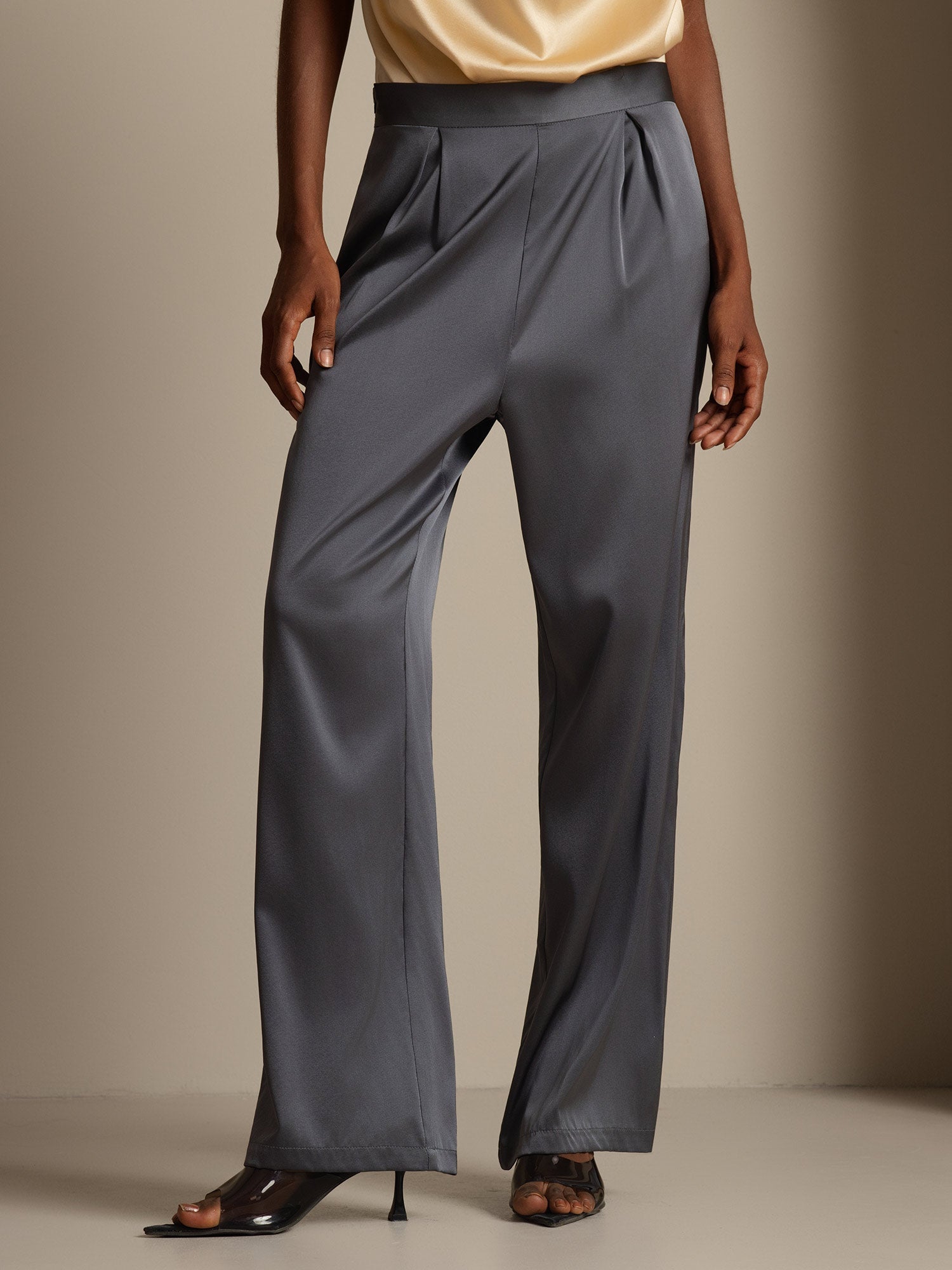 [Mörkgrå] SilkSilky-SE 19Momme Silke Womens Pants 003,