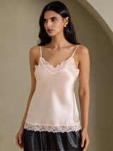 [Rosa] SilkSilky-SE Spaghetti Strap V Neck Cami Toppar 001