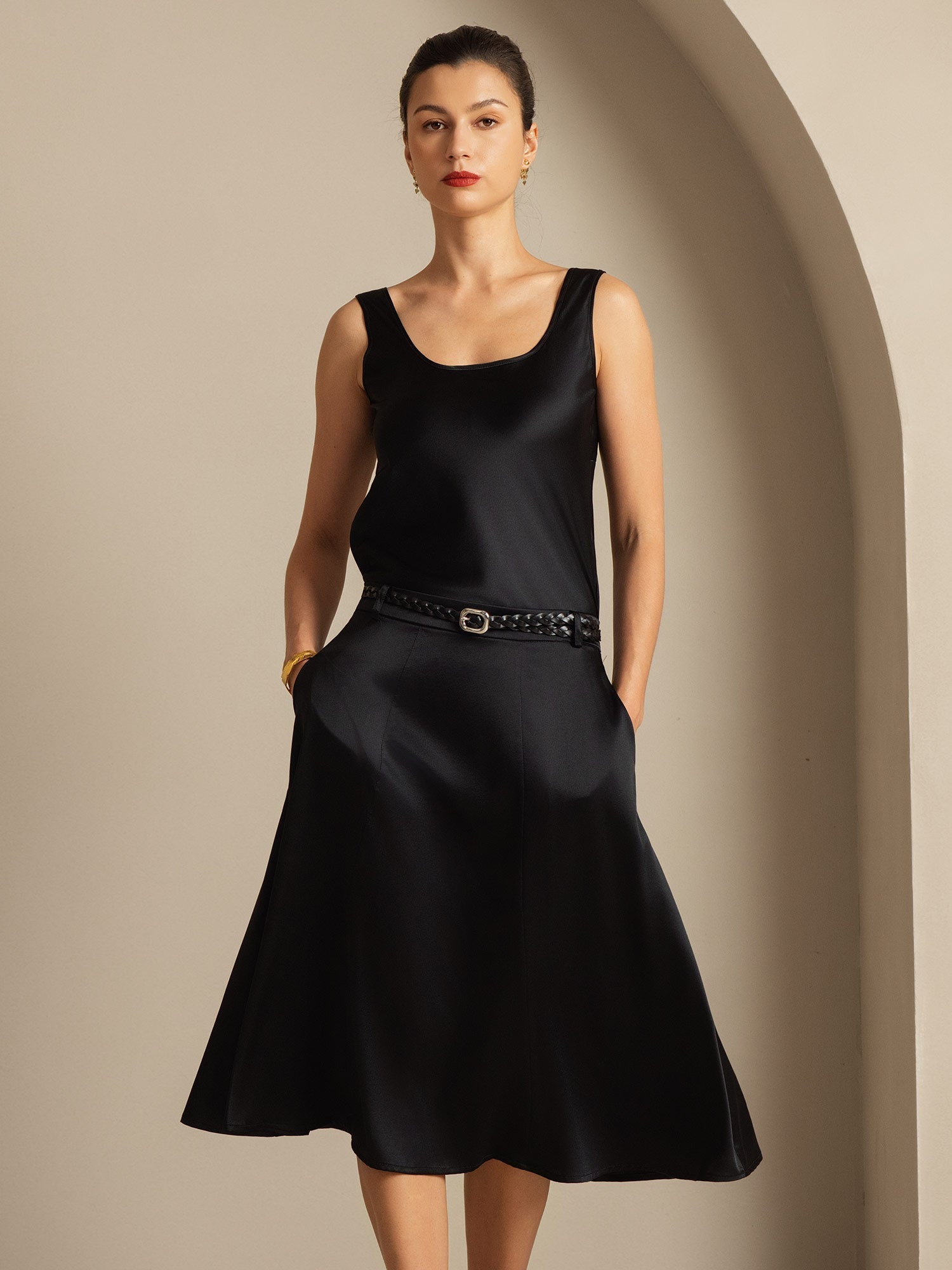 [Svart] SilkSilky-SE 19Momme Silke Camisoles 001,