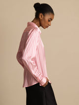 [Rosa Rand] SilkSilky-SE Long Sleeve Lapel Collar Damskjorta 002