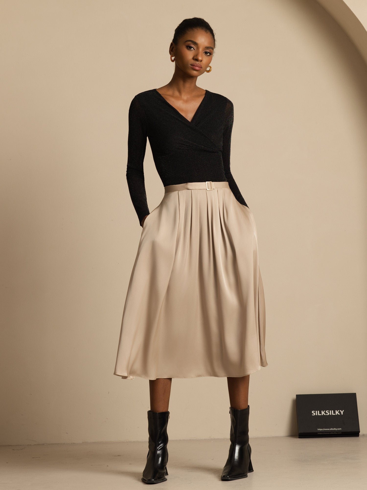 [Tan] SilkSilky-SE 19Momme Silke Skirt 005