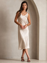 [Beige] SilkSilky-SE Sleeveless Klänning 004