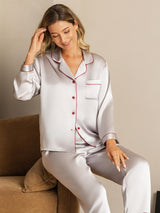 [Silver] SilkSilky-SE Lång Ärm Notchkrage Dam Pyjama 007