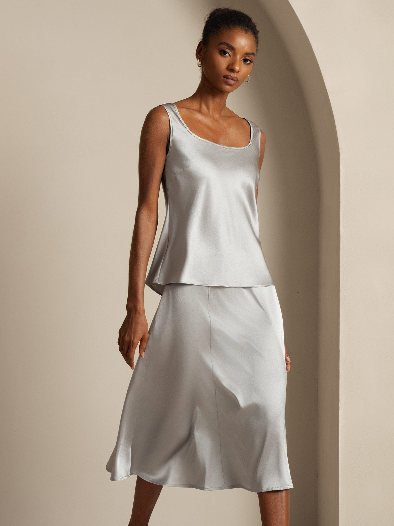 [Griffin Grå] SilkSilky-SE 19Momme Silke Camisoles 004,