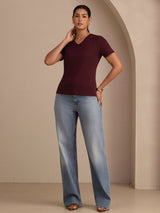 [Vin] SilkSilky-SE Short Sleeve V Neck Dam T-Shirt 006