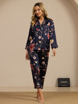 [Marin Blommor] SilkSilky-SE Long Sleeve Lapel Collar Dam Pyjama 004