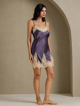 [Lila Grå] SilkSilky-SE Spaghetti Strap V Neck Nattlinne 011