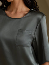 [Mörkgrå] SilkSilky-SE Half Sleeve Dam T-Shirt 004