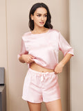 SilkSilky SE Rent Silke Kort Ärm Womens Pajamas Rosa 001