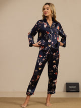 [Marin Blommor] SilkSilky-SE Long Sleeve Lapel Collar Dam Pyjama 003