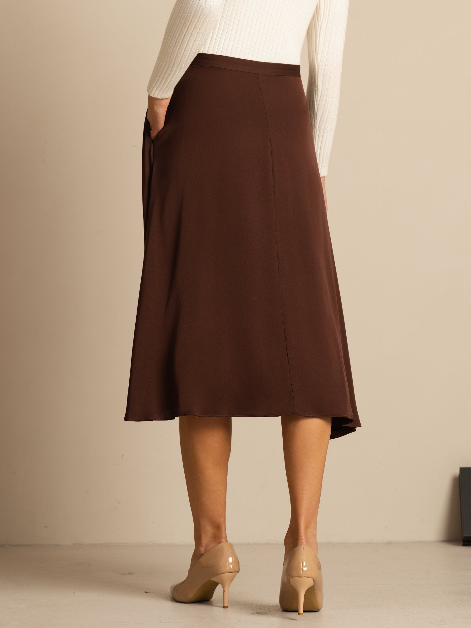 [Mörk Choklad] SilkSilky-SE 19Momme Silke Skirt 002