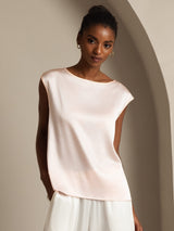 [Rosa] SilkSilky-SE Cap Sleeve Round Neck Dam T-Shirt 001
