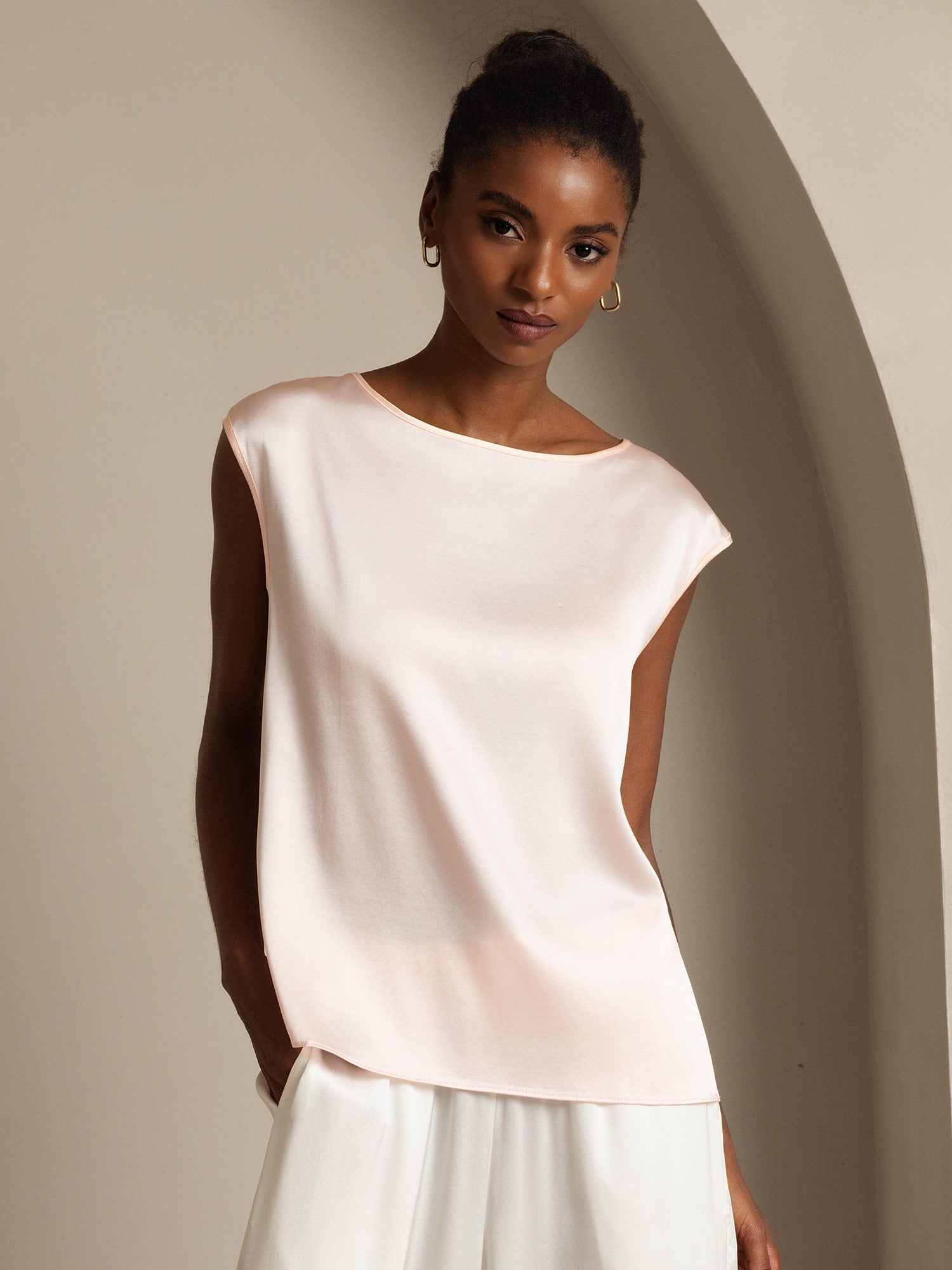 [Rosa] SilkSilky-SE 19Momme Silke Womens T-Shirt 001,