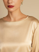 [Champagne] SilkSilky-SE Long Sleeve Boat Neck Blus 006