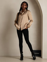 [Floral] SilkSilky-SE Long Sleeve Lapel Collar Damskjorta 007