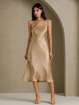 [Champagneguld] SilkSilky-SE Sleeveless Klänning 006