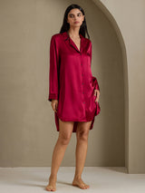 [Vin] SilkSilky-SE Long Sleeve Lapel Collar Dam Sömnskjorta 006
