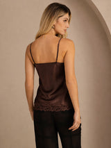 [Brun] SilkSilky-SE Spaghetti Strap V Neck Cami Toppar 002