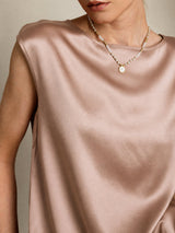 [Toscana] SilkSilky-SE Cap Sleeve Round Neck Dam T-Shirt 005